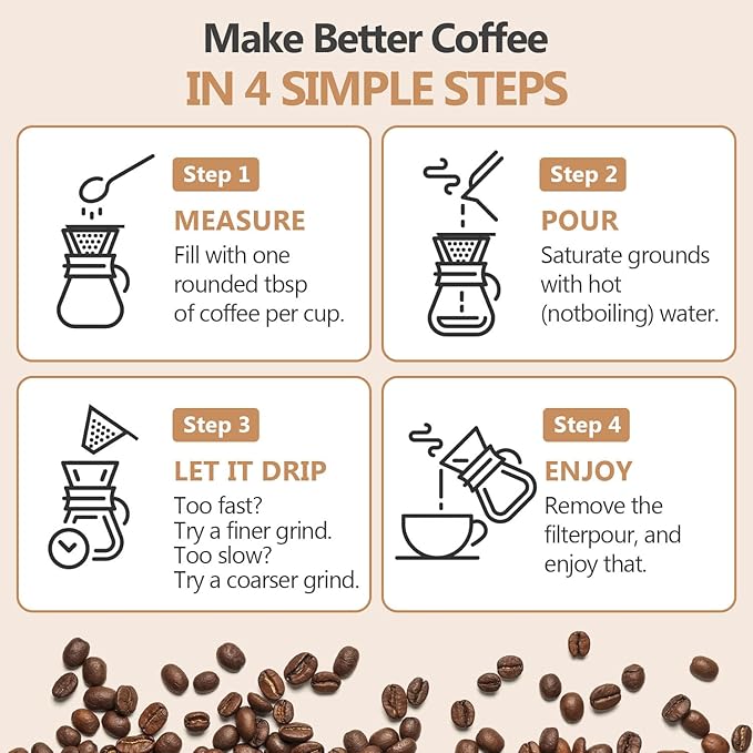 Pour Over Coffee Maker 14 OZ, 4 Cup Borosilicate Glass Drip Coffee Maker with Reusable Stainless Steel Filter and Cork Grip for Home Café 400 ML