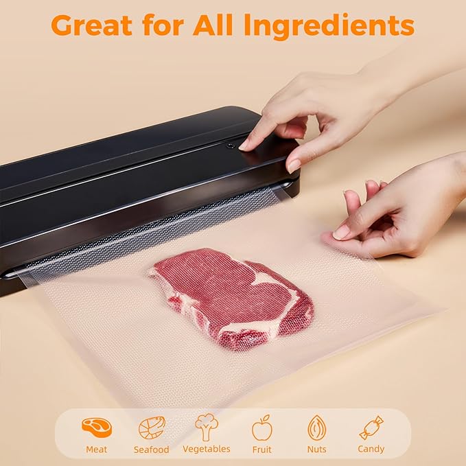 Wevac Vacuum Sealer Bags 8x50, 11x50 Rolls 2 pack for Food Saver, Seal a Meal, Weston. Commercial Grade, BPA Free, Heavy Duty, Great for vac storage, Meal Prep or Sous Vide