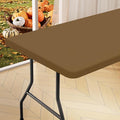 homing Rectangle Table Cloth Cover, Waterproof Polyester Elastic Fitted Tablecloth, Fits for 8 Foot Folding Tables, Washable Table Protector for Picnic, Camping, Outdoor (Brown, 30" x 96")