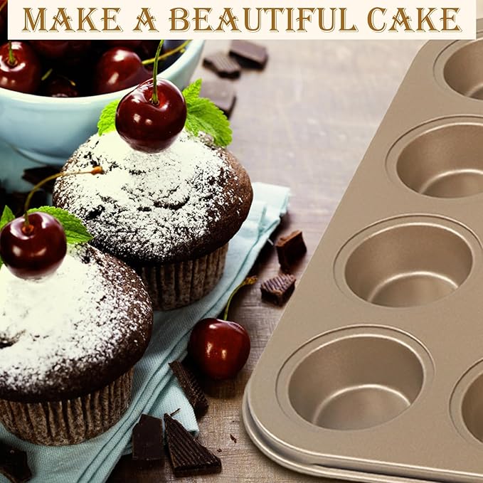 Nsmykhg 24-Cup Nonstick Mini Cupcake & Muffin Pans - Carbon Steel Baking Pans, 3 Pack, Durable Muffin Tin, Easy to Clean, Perfect for Baking Cupcakes & Mini Muffins, Oven Safe, BPA-Free