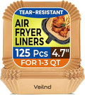 Small Air Fryer Liners Disposable, 2 QT Parchment Paper for COSORI 2.1 Qt Air Fryer, 125PCS 4.7 Inch Square Baking Paper Sheets for Mini Airfryer Basket