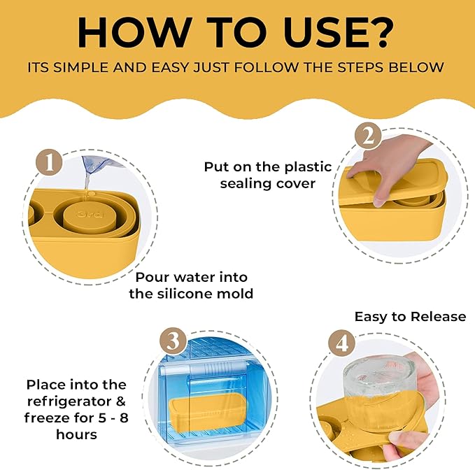 20-40 oz Ice Molds for Stanley Cup - Silicone Ice Cube Tray with Lid and Bin for Chilling Cocktails, Whiskey, Drinks, Coffee - BPA-Free, Easy Fill and Release Ice Maker Tray for Freezer