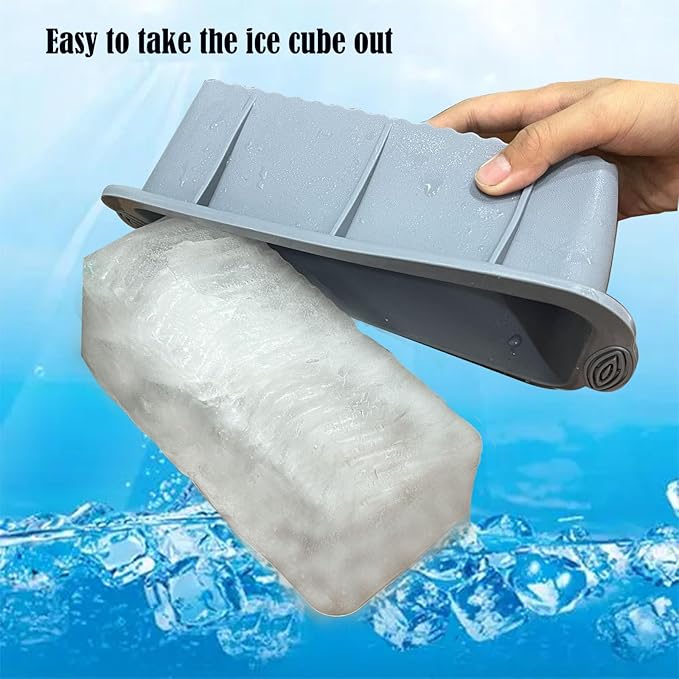 6Pcs Ice Mold for Ice Bath, YINOWON Large Silicone Ice Block Molds for Ice Bath, Large Ice Cube Molds for Cold Plunge Or Coolers, Ice Tray for Bath (Black and Gray)