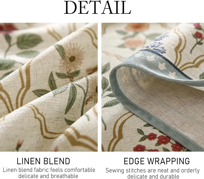 ISAENNE Designer Linen Extra Long Rectangle Tablecloth,Western Colorful Floral Indoor Table Cloth,Wrinkle Resistant Decor Tablecloths for Dining Thanksgiving Kitchen,63"*110"-Serenity B