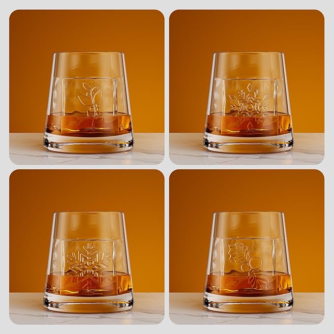 Samuelworld Clear Ice Cube Maker with Winter Design Silicone Inserts: 4 Extra Large 2 inch Clear Square Ice for Whiskey, 2025 Upgraded Crystal Ice Cube Mold - Ice Storage Bag