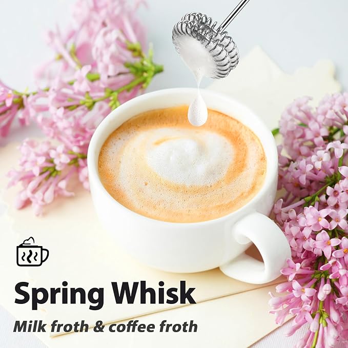 Milk Frother Rechargeable Handheld-Electric Whisk 3 Speed Adjustable, Coffee Frother Wand with 3 Stainless Whisks, Electric Foam Maker, Drink Mixer Blender for Latte Cappuccino Matcha Egg