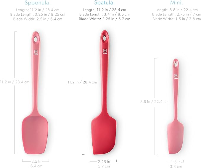 DI ORO - Large Silicone Spatula - 600ºF Heat-Resistant Spatula - Seamless Design - Pro-Grade Non-Stick Silicone Rubber with Reinforced Stainless Steel S-Core Technology (RED)