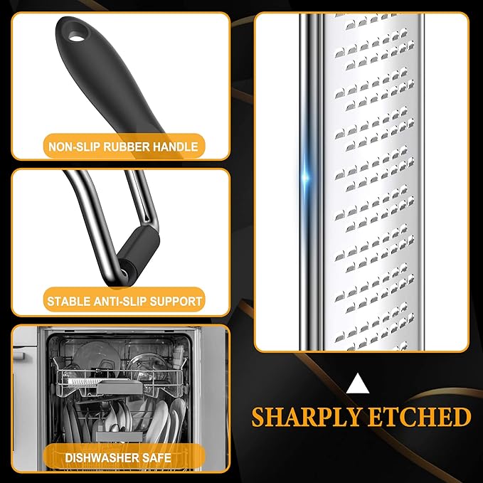 Lemon Zester & Cheese Grater – Premium Stainless Steel - A Sharp Kitchen Tool for Cheese Grater, Ginger, Garlic, Nutmeg, Chocolate, Vegetables, Fruits, Dishwasher Safe