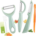 Senbowe Upgrade Potato Peeler for Kitchen, 6PCS Stainless Steel Vegetable Peeler, I and Y Veggie Food Peeler for Apple Fruit Carrot Zucchini Cucumber,Good Grip Makes Peeling Very Easy (Green)