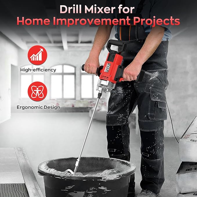 IMAYCC Drill Mixer,3200W 20A Concrete Mixer for Drill, 110V Corded Variable Speeds Cement Mixer, Mixing Drill for Mud,Motar,Paint, Grout, Plaster, Thinset
