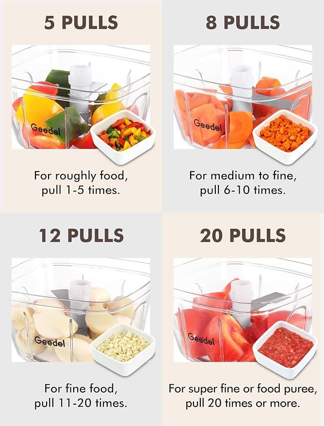Manual Pull Food Chopper, Hand Pull String Onion Chopper Dicer for Kitchen, Easy Cleaning Food Chopper for Vegetables, Fruits (500 ML)