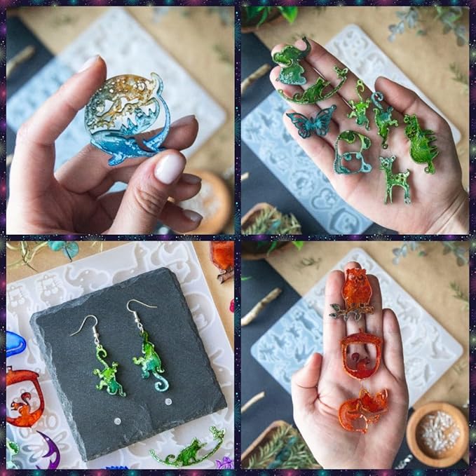 Keychain Resin Molds Silicon Animals 34pcs UV Resin Mold, Epoxy Resin Molds for Keychain Pendant Molds for Epoxy Resin Earring Mold, Earrings, Necklace