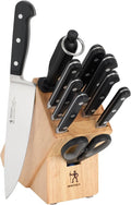 HENCKELS Classic Razor-Sharp 11-Piece Knife Block Set, Chef Knife, Bread Knife, Carving Fork and Knife, German Engineered Informed by 100+ Years of Mastery, Natural Block
