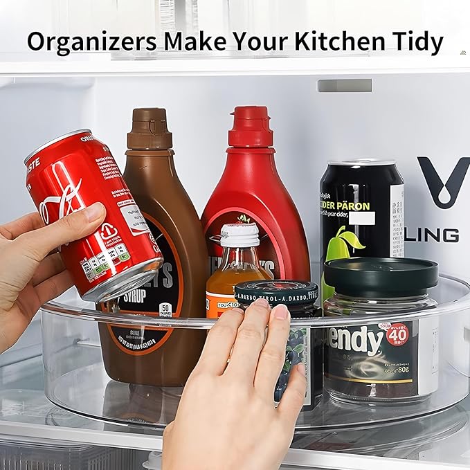 2 Pack Lazy Susan, 10.5 Inch Lazy Susan Organizer, 360 Degree Swivel, for Kitchen, Pantry, Refrigerator, Bathroom and Vanity Countertops (Clear) (2P-10.5 Inch)