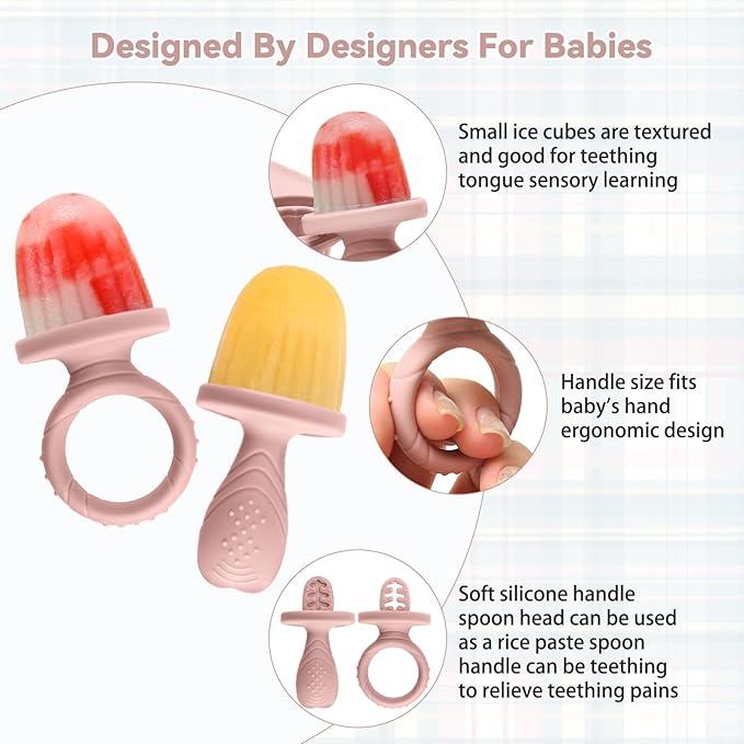 Silicone Baby Popsicle Molds with Sticks, Mini Popsicles Molds for Babies Breastmilk Popsicle Molds for Teething Relief, Frozen Treats Maker Popsicle Maker Ice Pop Mold for Toddlers Kids