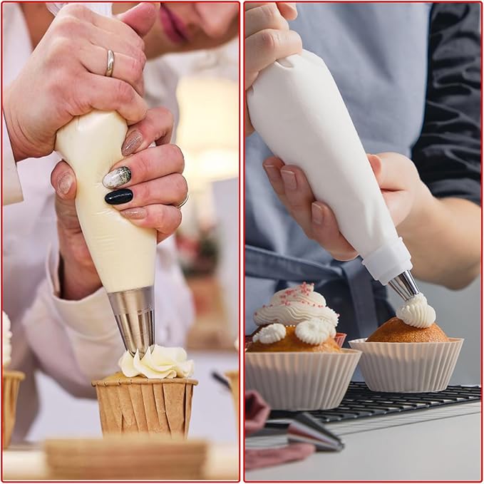 24 Inch Large Piping Bags,100 Pack Icing Bags Disposable Pastry Bag,Thick Non-Slip & Anti-Burst Icing Piping Pastry Bag For Frosting Decorating Dessert Cake Cupcake Cookie