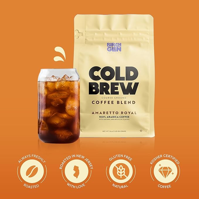 Birch Glen Roasters Cold Brew Coffee | Flavored Coarse Ground Coffee | Medium Roast | Artisanal Roasting | 100% Arabica |1 LB Bag | Snickerdoodle