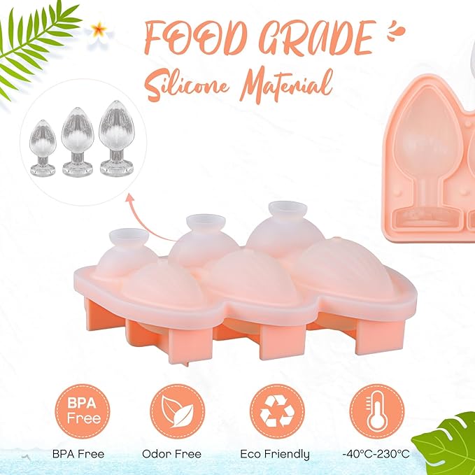 Hoolerry Ice Cube Molds Cube Trays Fun Shapes Silicone Ice Ball Maker with Lid for Whiskey Cocktails Juice Drinks Beverage Crafting Accessories White Elephant Gifting(Skin Color,Multi-size)