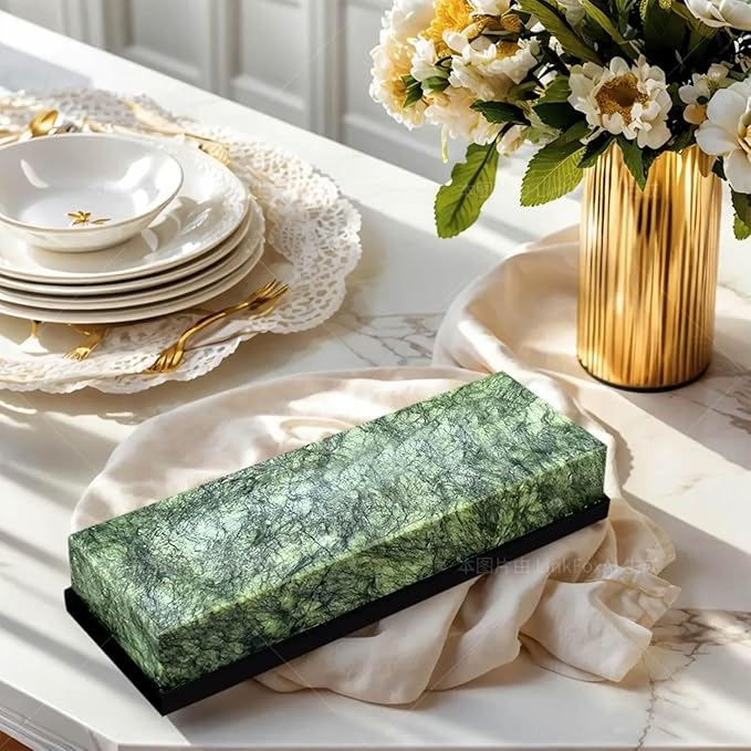 Knife Sharpening Stone,10000 Grit Sharpener Whetstone Final Fine Polishing Natural Green Honing Oilstone for Knives Tools,Cutting Tools (SET-A)
