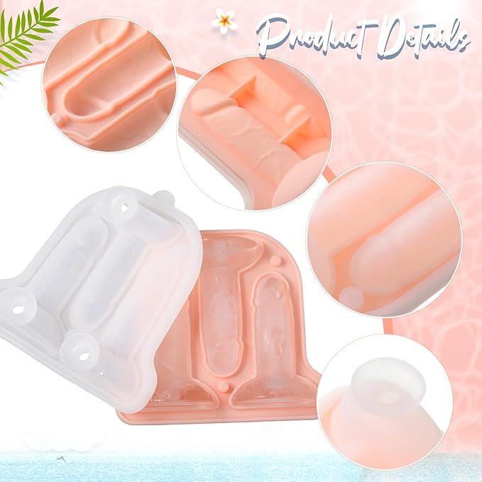 Hoolerry Ice Cube Molds Cube Trays Fun Shapes Silicone Ice Ball Maker with Lid for Whiskey Cocktails Juice Drinks Beverage Crafting Accessories White Elephant Gifting(Skin Color,Classic Style)