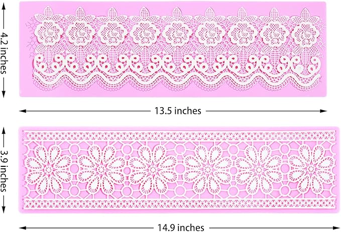 Embossing Lace Fondant Molds, Multi Circle Flowers Lace Mat Wedding Cake Decoration Tool, Rattan Shaped Cupcake Mat Silicone Molds Set of 3