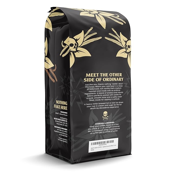 DEATH WISH COFFEE - Vanilla Ground Coffee (14 oz) (Pack of 2)