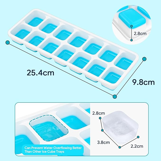 Ice Cube Trays 4 Pack, Airabc Silicone Ice Cube Trays with Removable Lid, Easy-Release Flexible 14-cube Ice Trays, LFGB Certified and BPA Free, Stackable Ice Trays with Covers for Cocktail, Freezer