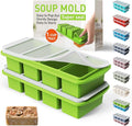 Silicone Freezer Tray with Lid Soup Freezer Container Molds with Steel Reinforced Rim Big Ice Cube Molds Pebble Ice Tray Soup Cubes Baking Dish Freezer Safe Food Storage Containers Kitchen Gadgets