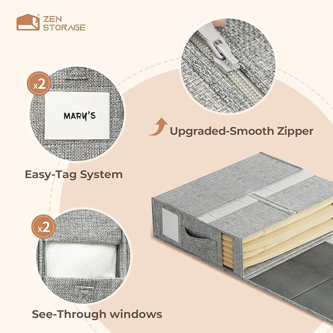 12Pack Sheet Organizers and Storage - King/Queen Size Sheet Storage Organizer with Window, Foldable & Dustproof Sheet Organizer for Linen Closet for Summer Blankets & Sheet Sets,Grey