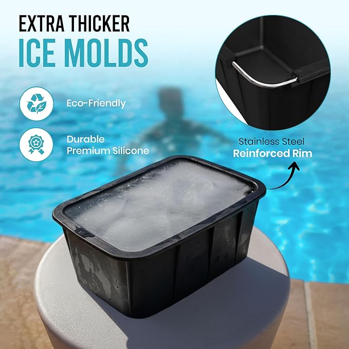 Extra Large Ice Block Mold (3-Pack) – 13 lbs Silicone Ice Brick Maker for Ice Bath & Cold Plunge – Giant Cube for Recovery, Muscle Relief & Coolers, Dishwasher Safe