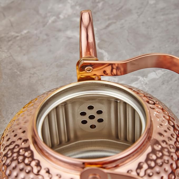 SANQIAHOME Antique 1.5L (50Oz) Stainless Steel Teapot with Infuser copper