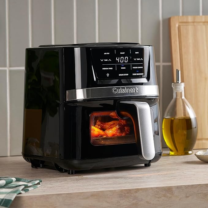 Cuisinart Air Fryer, 2.6-Quart Compact Basket Fryer with 3 Cooking Functions to Air Fry, Roast, and Bake, 3 Airfryer Presets, Dishwasher-Safe Parts, AIR-80, Stainless Steel & Black
