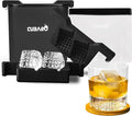 2.4" Patterned Clear Ice Cube Maker – Premium Textured Square Ice Mold with Hard Shell Case & Bonus Freezer Bag – Crystal Clear Ice with Lattice Detail for Whiskey & Cocktails