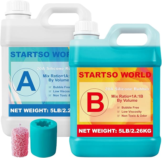 STARTSO WORLD Silicone Mold Making Kit 20A, 10LB Jade Green Platinum Liquid Silicone Rubber for Mold Making, Fast Cure & Food Safe Silicone Mold Maker, Ideal for Casting Resin Molds/Silicone Molds