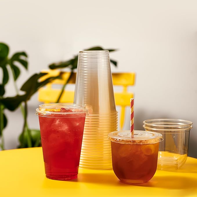 TOSSWARE NATURAL Arc - Plant Based Cups 16 oz - Plastic Alternative Cups for Parties, Bachelorettes, Weddings - Recyclable Clear Cold Cups - Set of 1000