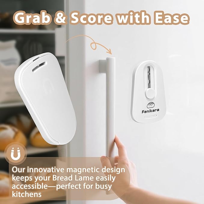 Premium Magnetic Bread Lame & Versatile Bread Scoring Tool - Professional Sourdough Scoring Tool and Lame Bread Tool with 10 Razor Blades & Scoring Patterns Booklet (light gray)