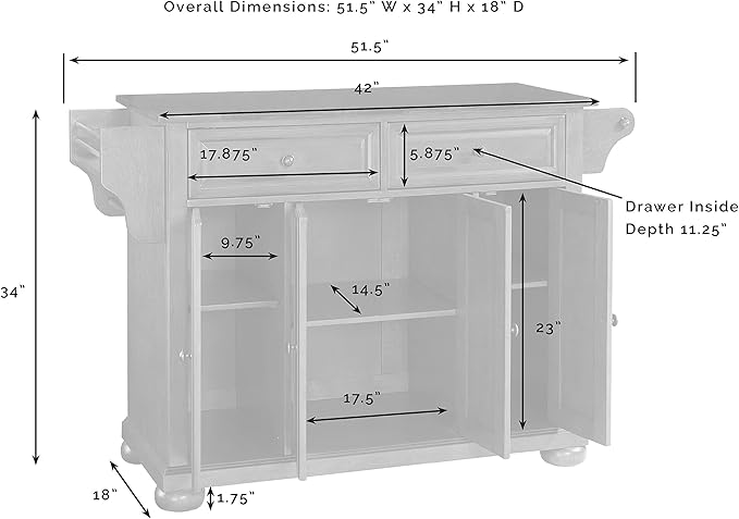 Crosley Furniture Alexandria Wood Top Rolling Kitchen Island Storage Cart, Microwave Stand, Spice Rack, Cherry