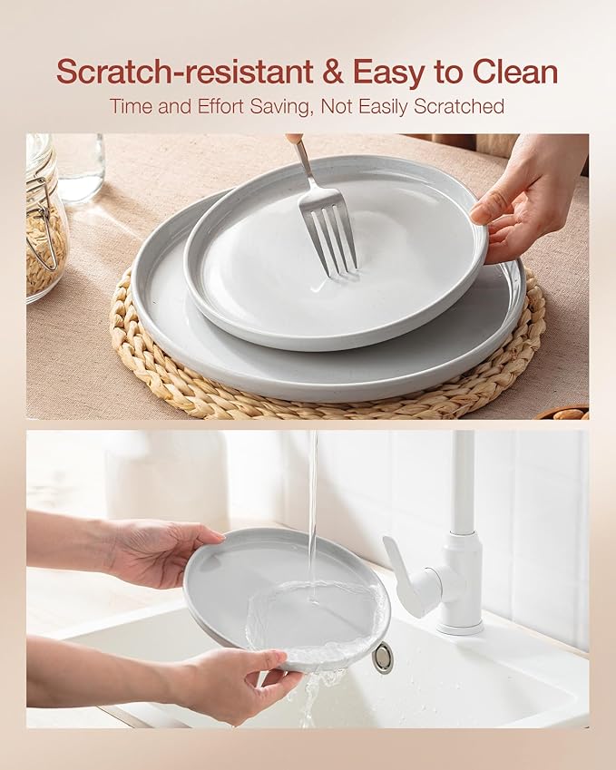 Famiware Milkyway Plates and Bowls Set, 18 Pieces Dinnerware Sets, Dishes Set for 6, Light Gray