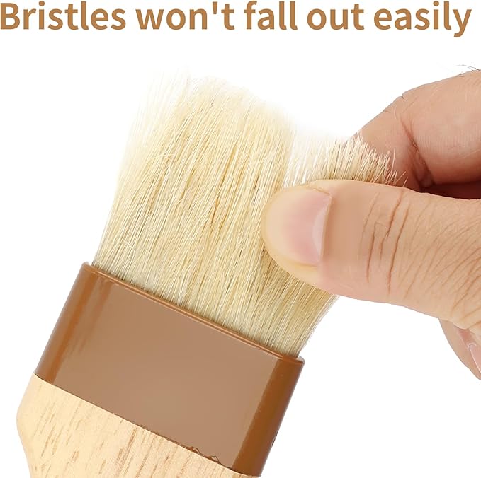 4 Pcs Natural Bristle Pastry Brush, Beech Wooden Handle Basting and BBQ Brushes for Cooking, Butter, Oil, Marinade, Grilling & Baking, Kitchen Food Brush (1.5 inch & 2 inch)