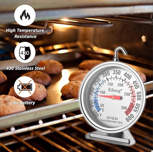 Oven Thermometers(2 Packs) for Gas or Electric Oven Temperature Gauge with 100-600°F/50-300°C,Large Dial & Numbers,Best Kitchen Thermometer for Oven Baking, Cooking,No Fading Color