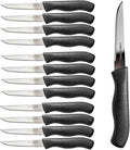 Paring and Garnishing Knife, 12-Piece Set, Knives with Straight Edge 3 Inch Blade, Stainless Steel, Spear Point, Fruit and Vegetable Cutting and Peeling, Black