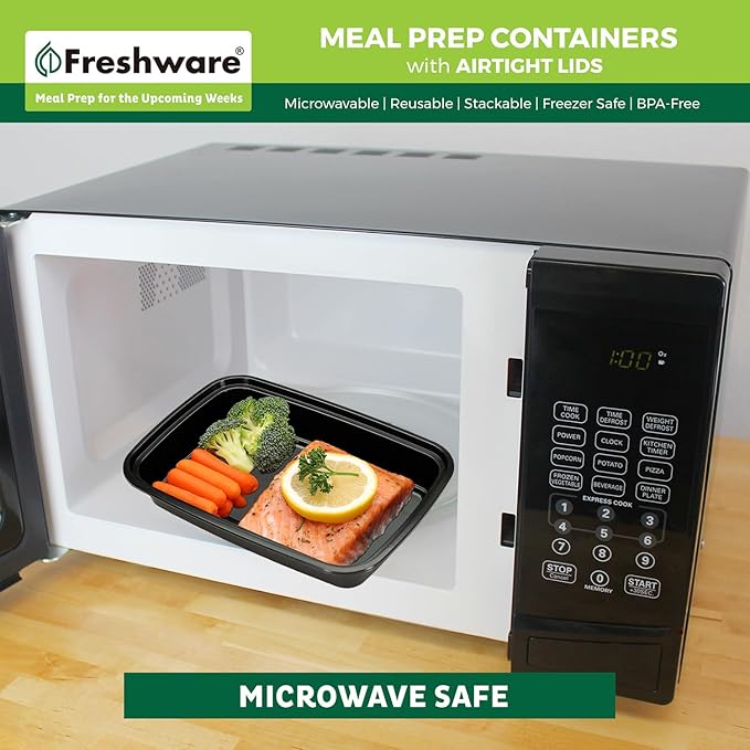 Freshware Meal Prep Containers [150 Pack] 1 Compartment with Lids, Food Storage Containers, Bento Box, BPA Free, Stackable, Microwave/Dishwasher/Freezer Safe (24 oz)