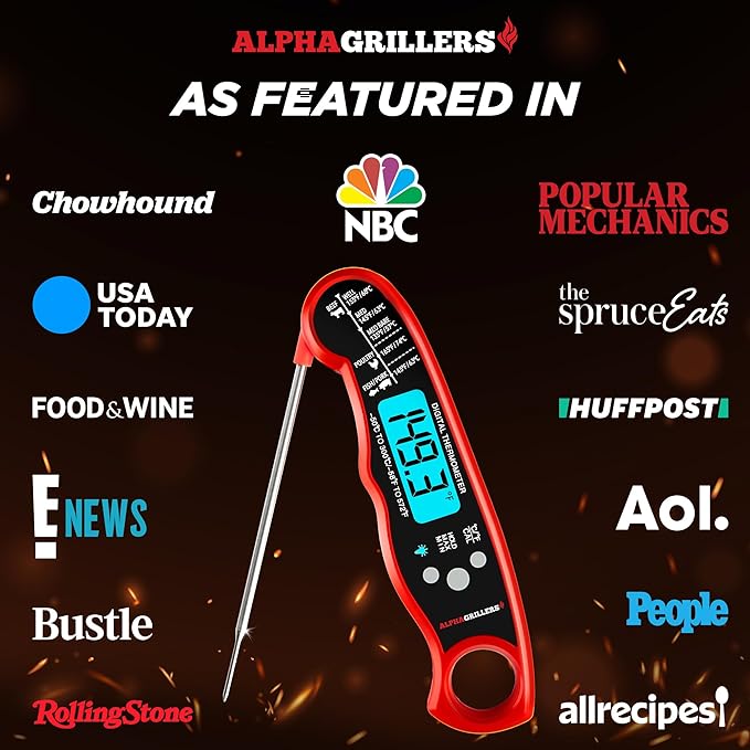 Alpha Grillers Meat Thermometer Digital - Instant Read Food Thermometer for Cooking and Grilling Stocking Stuffers for Men Christmas Gifts for Men