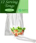 PARTY BARGAINS 8.5 Inches Plastic Serving Tongs, 12 Pack, Premium Quality & Heavy-Duty Clear Plastic Tongs for BBQ, Salads, Grilling, Buffets, Kitchen