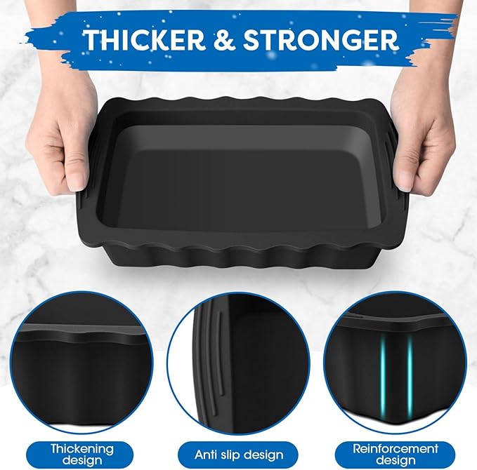 Haldane 2PC Extra Large Ice Block Molds, 6LB Giant Ice Cube Molds for Plunge Lab, Ice Container for Freezer, Thickened and Reinforced Silicone Ice Tray, Cold Plunge Tub Accessories, Black