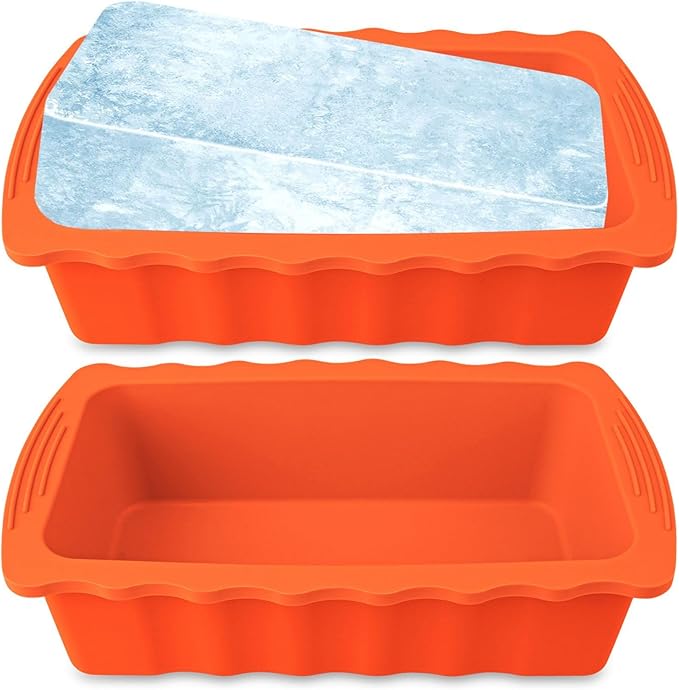 Haldane 2PC Extra Large Ice Block Molds, 6LB Giant Ice Cube Molds for Plunge Lab, Ice Container for Freezer, Thickened and Reinforced Silicone Ice Tray, Cold Plunge Tub Accessories, Orange
