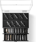 Premium Pocket Knife Display Case for 50 Knives - Extra Large Wooden Knife Organizer, Storage & Holder with Unique Pillars, 2 Drawers - Knife Collection Box - Handcrafted for Men