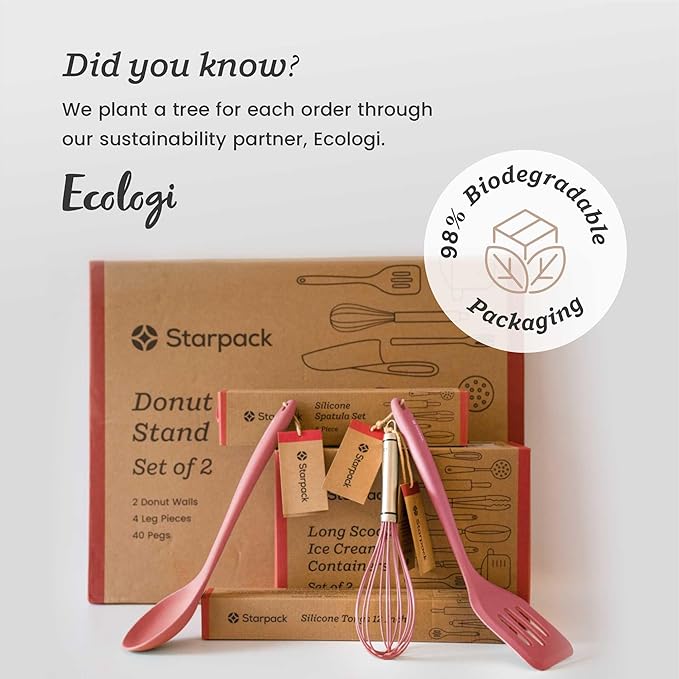 StarPack 'Scrape & Stir' Silicone Spatula Set (4 Pcs) - Heat Resistant 600F - Food Grade Kitchen Spatulas - Nonstick Baking & Cooking - Rubber Spatulas for Kitchen Use