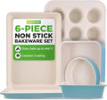 NutriChef 6-Piece Baking Pan Set, Carbon Steel Bakeware with Premium Ceramic Nonstick Coating, Includes 12-Cup Muffin Pan, Cake & Loaf Pan, Wide Bake Pan, & Cookie Sheet - Turquoise