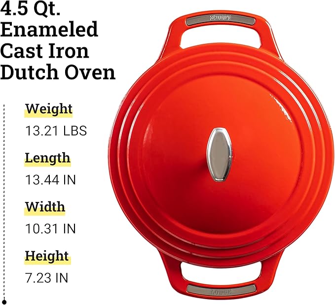 Lodge USA Enamel Dutch Oven, 4.5 qt., Red
